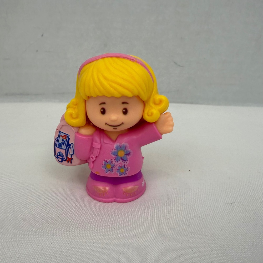 Fisher Price Little People Girl Blonde Pink Backpack School Figure 2016 DJB53